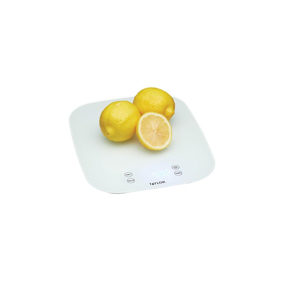 Digitale Küchenwaage Taylor Pro für Lebensmittel, kompakter professioneller Standard mit Präzisionsgenauigkeit, wasserdichtem Design und Tarafunktion, weißes Glas, Wiegekapazität 14 kg / 14 l – Bild 7