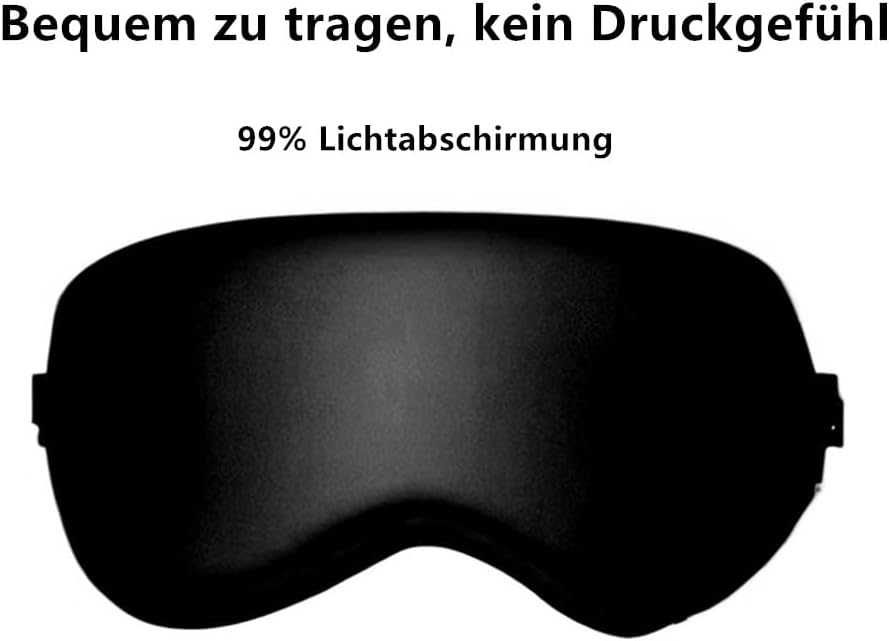 Premium-Schlafmaske mit verstellbarem Gummiband, perfekt für Seitenschläfer, Reisen und Yoga, lichtblockierend, atmungsaktiv, angenehm zu tragen, Unisex, (schwarz) – Bild 2