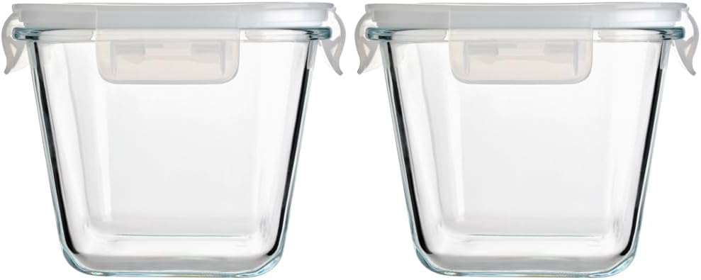 880 ml Glasbehälter mit Deckel, 2er-Set Meal-Prep-Gläser, Glasschüssel mit Deckel, Glas-Suppenbehälter, Frischhaltedosen, Glas, spülmaschinenfest, mikrowellen- und gefriergeeignet, BPA-frei