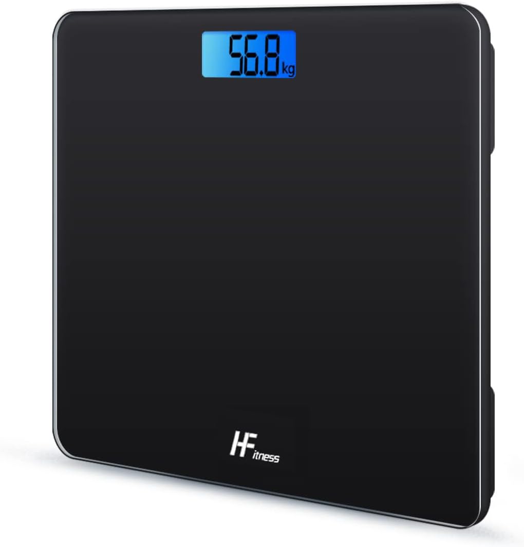 Digitale elektronische Personenwaage, Plattform 28 x 28 cm, Körperwaage Körpergewicht bis 180 kg, Display mit Hintergrundbeleuchtung, Gewichtskontrolle – Schwarz – Bild 4