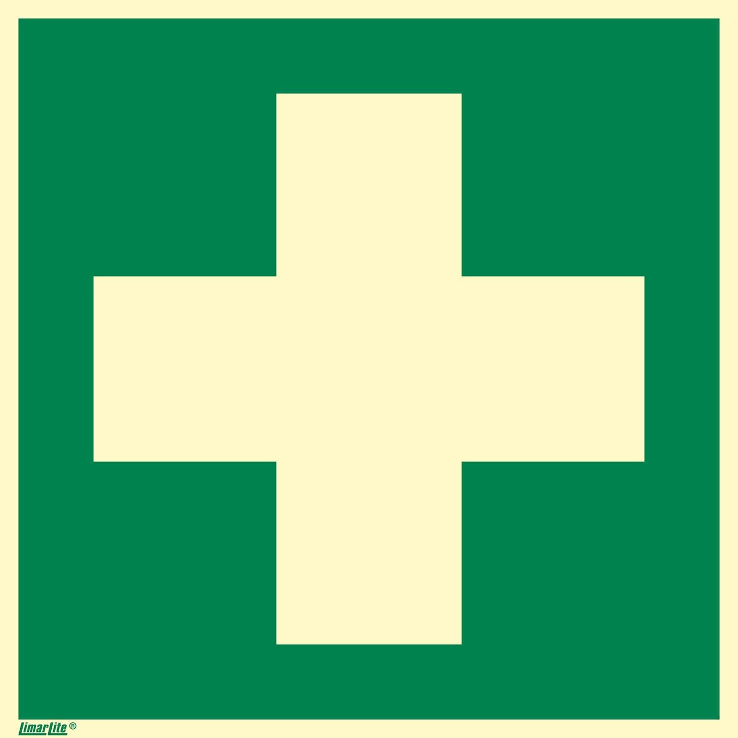 Erste-Hilfe-Nasenschild/Winkelschild, Hart-PVC, fotolumineszierend, 200 x 200 mm gemäß ASR A1.3 / ISO 7010 E003, Rettungsschild, 20 x 20 cm – Bild 4