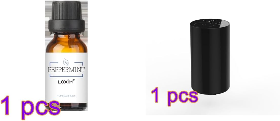 LOXIM wasserloser Aroma-Diffusor kabellos mit ätherischen Pfefferminzölen, Auto-Innenduft mit Batterie, 3 Kaltnebel, 3 Timer 1/2/3 Stunden, Aromatherapie-Diffusor für Büro, Schlafzimmer, Reisen (schwarz) – Bild 2
