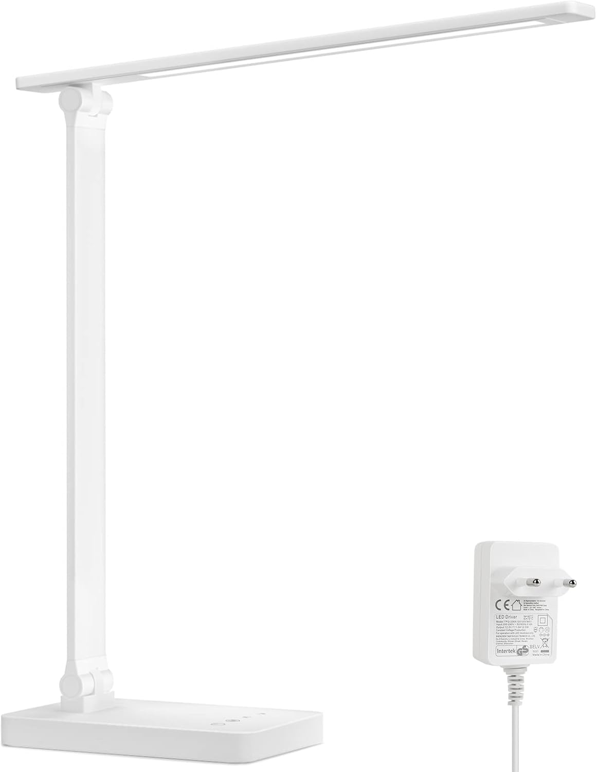 Lepro Schreibtischlampe, LED-Tischlampe, dimmbar, Nachttischlampe, 800 lm, 3 Farben und 5 Helligkeitsstufen, Tageslichtlampe, Augenschutz, Tischlampe, Schreibtischlampe für Kinder, Büro, Weiß