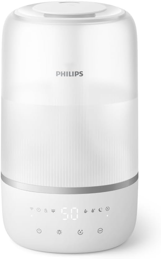 Philips Smart Luftbefeuchter – kompakt und dennoch leistungsstark mit himmelhohem Nebel, Aromatherapie, leise mit Schlaffunktion und Nachtlicht, für (Schlaf-)Räume bis zu 38 m² (HU1509/00) – Bild 9
