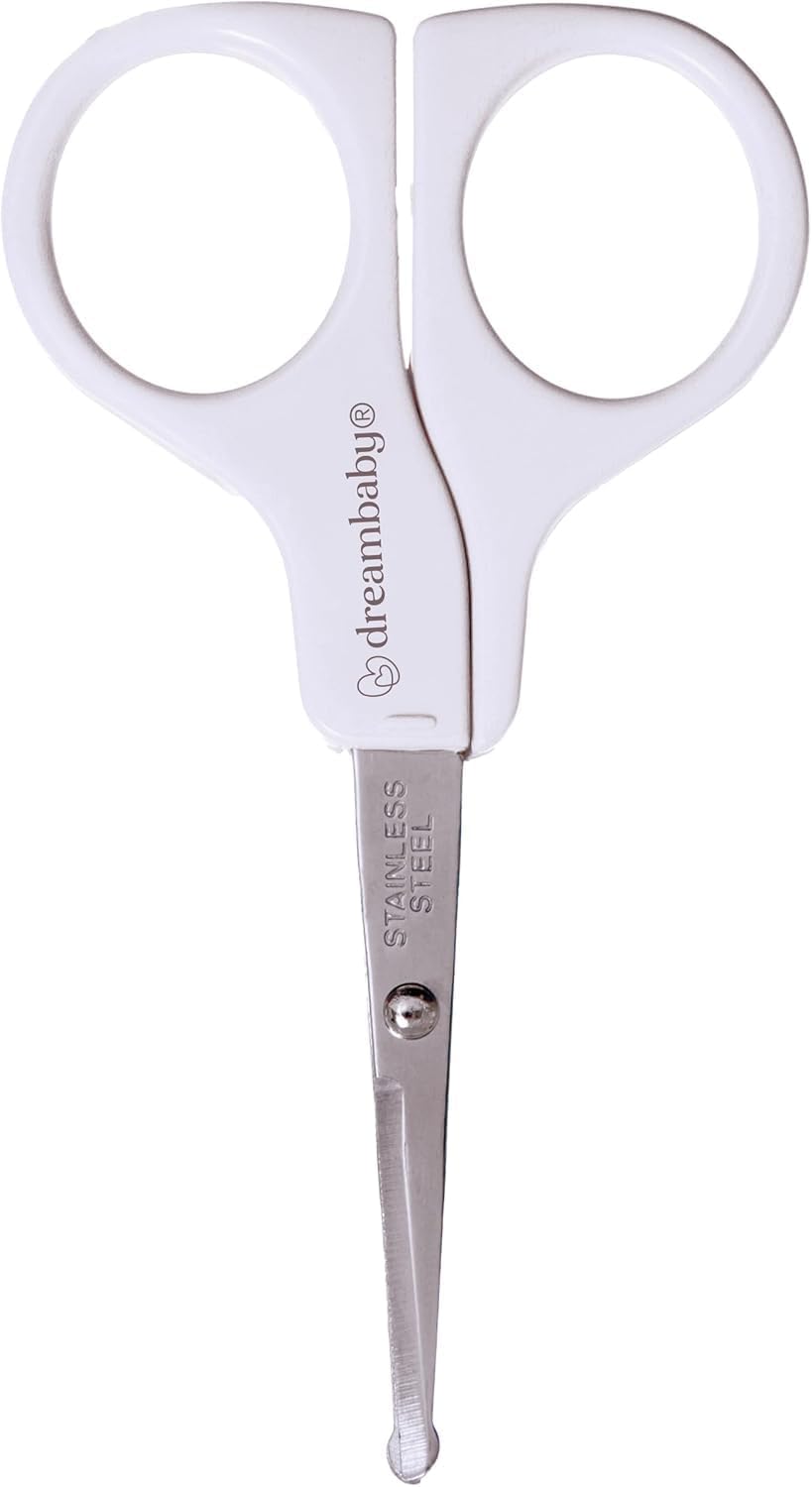 Dreambaby Baby-Nagelschere mit abgerundeter Spitze und bequemen Griffen, weiß/grau