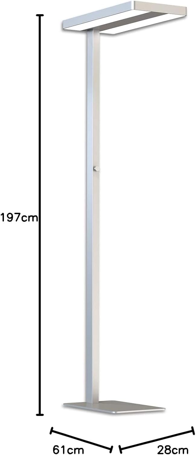 INNOVATE LED Stehlampe Büro dimmbar mit Uplighter Silber (7500 lm UGR< 19 80 W) Tageslichtlampe Schreibtisch Stehlampe dimmbar I Stehleuchte LED Home Office Schreibtische & Arbeitsplätze Stehlampen – Bild 9