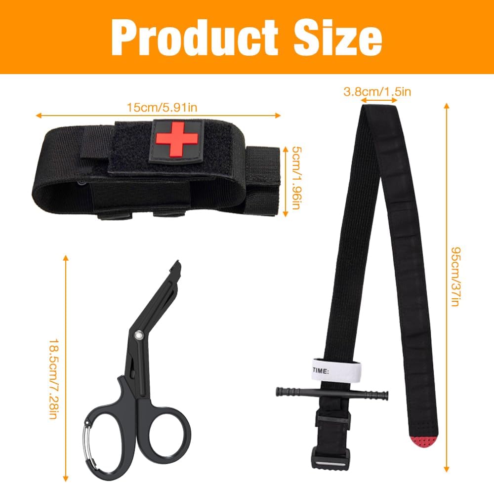 Mineup Bandage Tourniquet Set, Taktische Tourniquets, Militär Tourniquet und Schere Tournique Holster, Einhand-Erste-Hilfe-Set, Taktische Tourniquet für Outdoor-Sport, Camping, Wandern – Bild 2