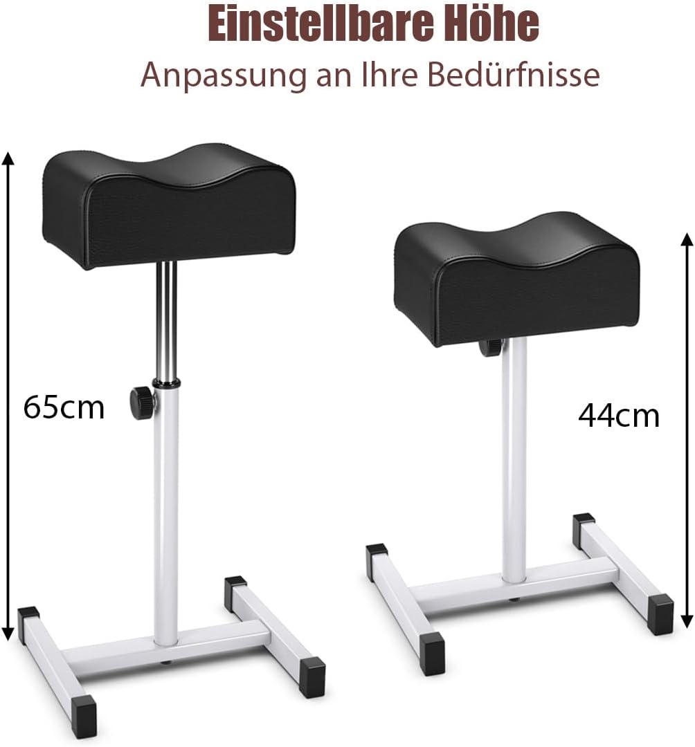 COSTWAY Pediküre-Hocker, Beinstütze höhenverstellbar von 45 cm – 65 cm, Fußstütze, Fußhocker für Nagelpflege in Salons, Spa (schwarz) – Bild 3