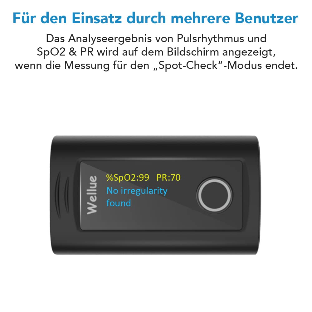 ViATOM Pulsoximeter, Sauerstoffsättigung, Sauerstoff-Fingermonitor für Erwachsene, Sp-O2-Blutsauerstoffspiegel und Herzfrequenzmonitor mit Batterien und Trageband – Bild 3