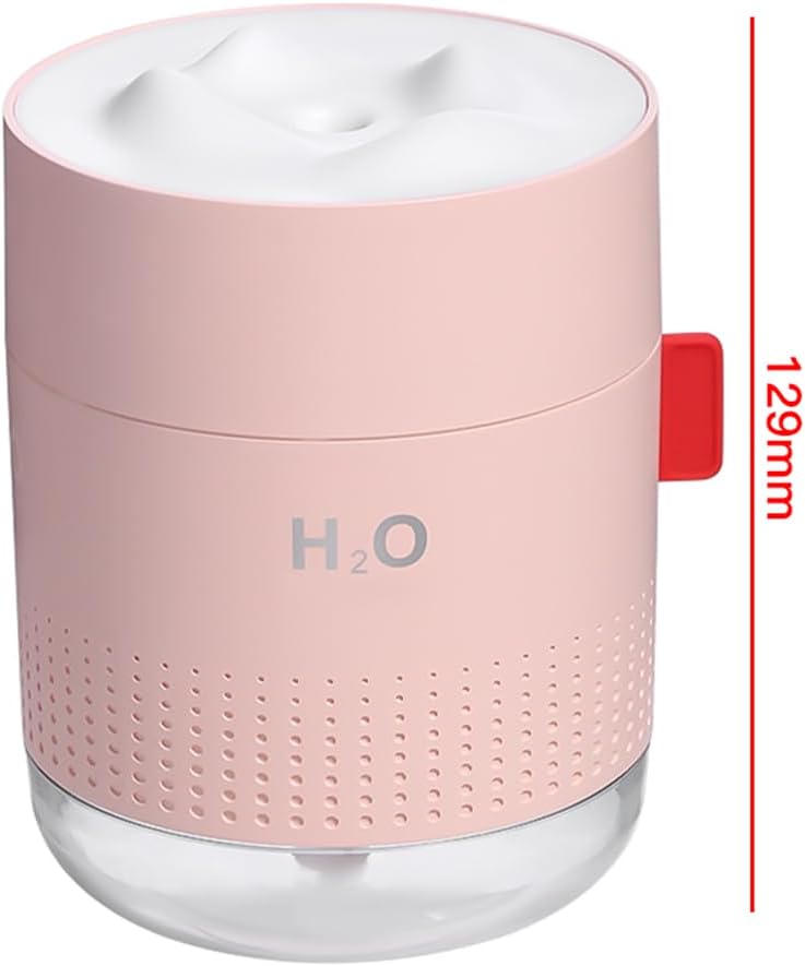 USB wiederaufladbarer Mini-Luftbefeuchter mit LCD-Stimmungsbeleuchtung, 500 ml, tragbarer Luftbefeuchter für Schlafzimmer, Büro, Pflanzen, 12 Stunden Laufzeit, leiser Nebel (Pink) – Bild 7
