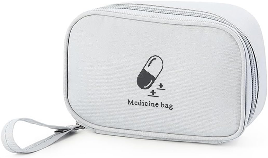 Praktische Reiseapotheke in Taschenform für unterwegs, kleine Medikamententasche Reisen, Erste-Hilfe-Set Outdoor, für Schule, Camping, Zuhause oder auf Reisen (Grau)