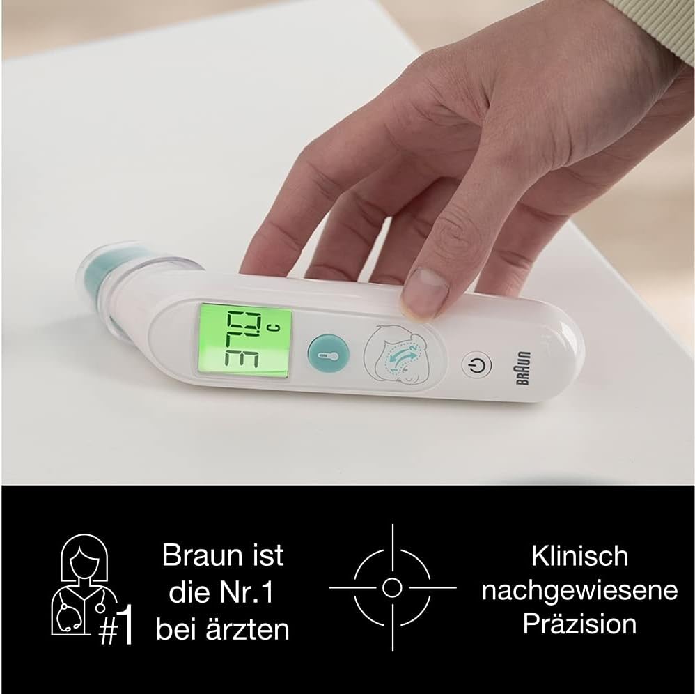 Braun Sensian Swipe 5 Schläfenthermometer, TempleSwipe-Technologie, farbcodierte Digitalanzeige, geeignet für Babys und Kinder, 3-Sekunden-Ergebnisse, die Marke Nr. 1 bei Ärzten (1), BST200 – Bild 4