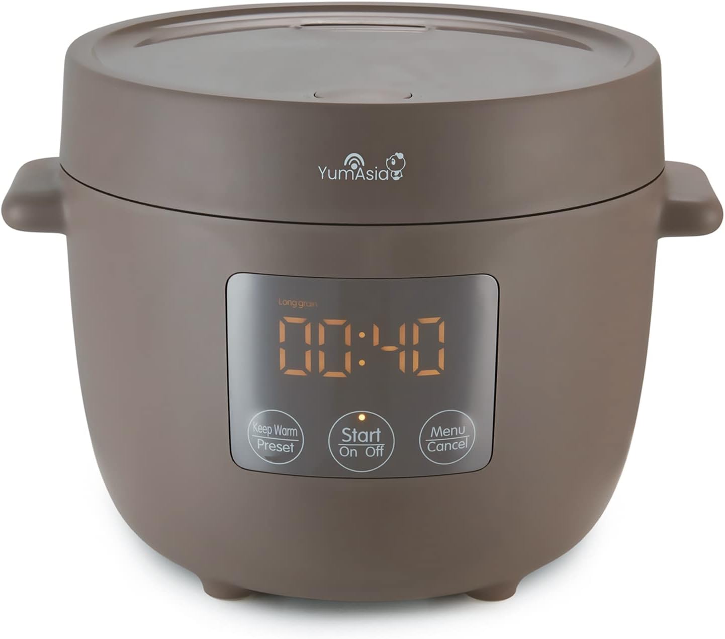 Yum Asia Tsuki Mini-Reiskocher mit Shinsei-Keramikschüssel (2,5 Tassen, 0,45 Liter), 5 Reiskochfunktionen, 2 Multicooker-Funktionen, versteckte LED-Anzeige, 220–240 V (Kieselgrau)
