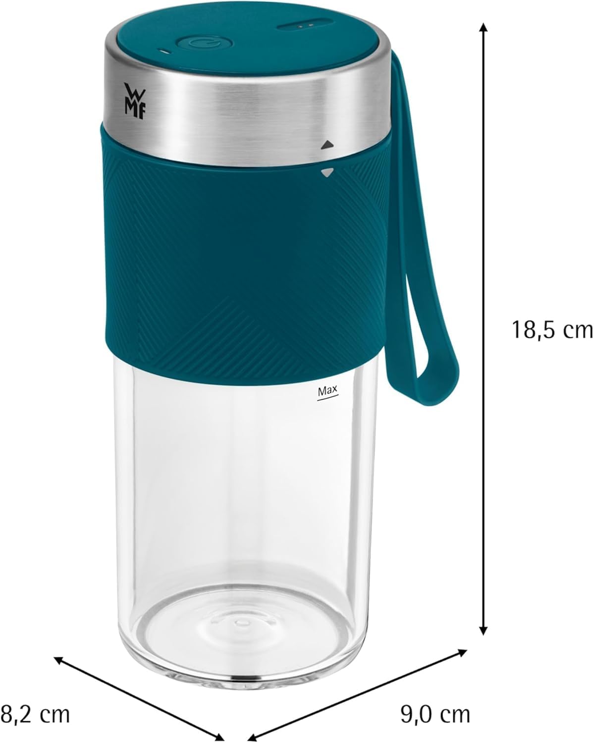 WMF Küchenminis Mix on the Go 300 ml, Mini-Mixer to Go, USB-Mixer Smoothie Maker, wiederaufladbarer persönlicher Mixer, tragbarer Mixer für Smoothies, Shakes, Petrolblau – Bild 7