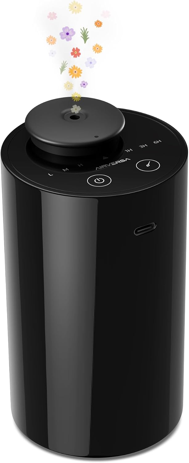 Airversa wasserloser Diffusor, tragbarer Aromadiffusor, kabellos, wiederaufladbarer USB-Aromadiffusor, 3 Countdown-Timer, 3 Nebelstufen, für Zuhause, Zimmer, Auto, Büro, AN6, Schwarz