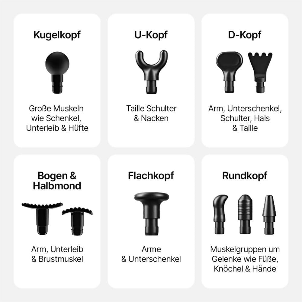 Massagepistole mit 30 Geschwindigkeiten / Massagepistole für Tiefenmuskelmassage mit bis zu 3600 Impulsen/Min. / 10 Aufsätze für Nacken, Rücken & Körper / mit LCD-Touchscreen – Bild 3