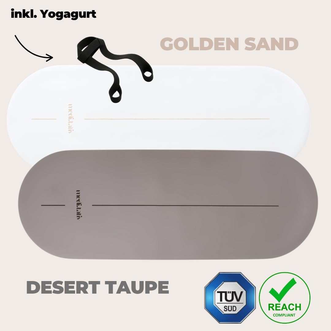 Ovale Yogamatte & Pilatesmatte in Kapselform, 190 x 68 x 0,42 cm, gelenkschonend, rutschfest & biologisch abbaubar, inklusive Tragegurt, TÜV geprüft & REACH zertifiziert – Bild 3