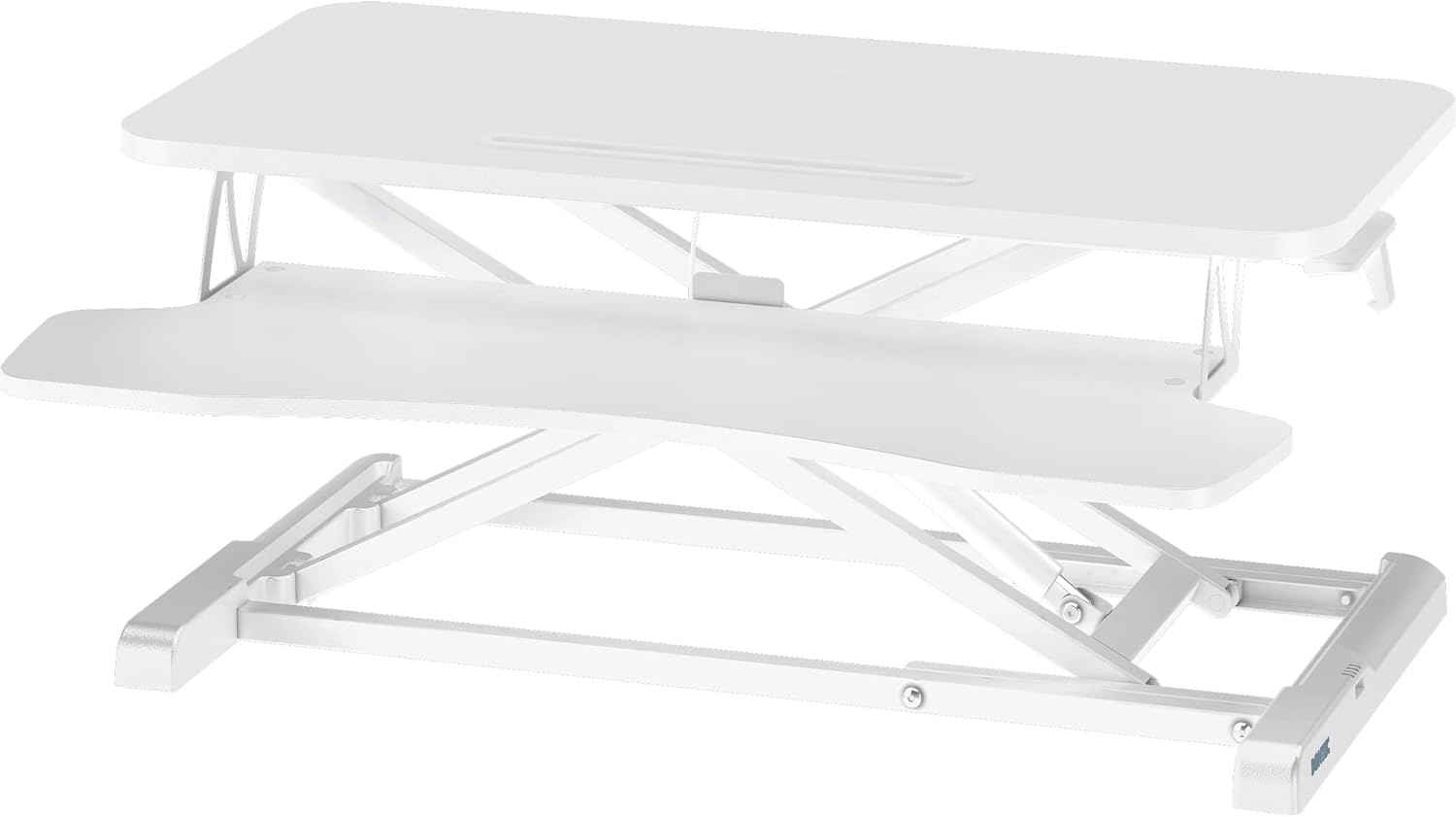 BONTEC Stehsitz, Schreibtisch, Stehpult, Stehpult, ergonomisch höhenverstellbar für PC-Computerbildschirm, Laptop, 80 x 40 cm große Plattform mit Tastaturablage, 15 kg Tragkraft, weiß