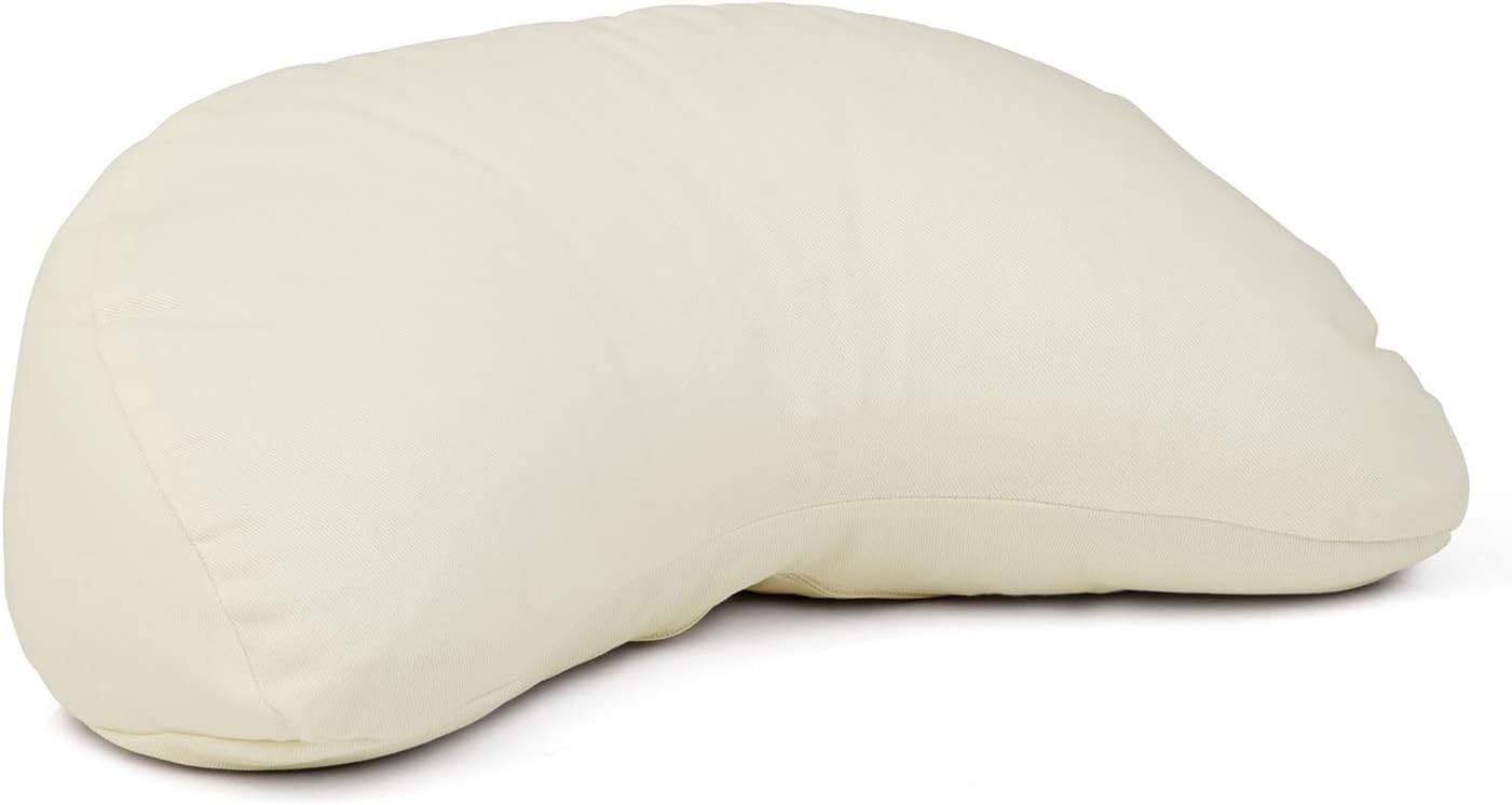 Bodhi Meditationskissen Halbmond Mini | Yogi Moon Eco | Bezug aus 100 % Bio-Baumwolle | Yogakissen halbmondförmig mit Buchweizenfüllung | Halbmondkissen für Yoga & Meditation | Natürlich