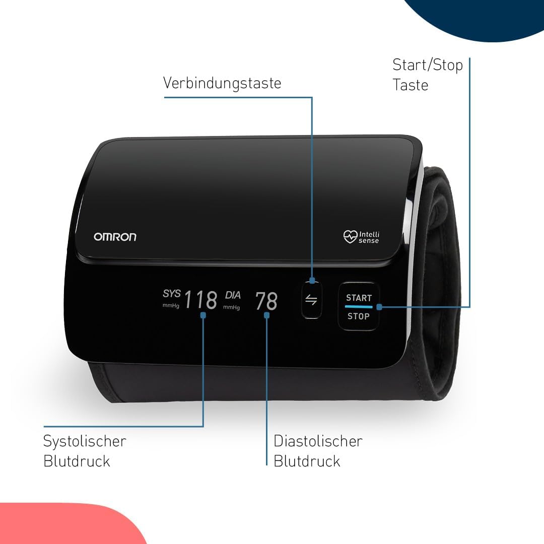 Omron Evolv All-in-One, digitales Oberarm-Blutdruckmessgerät HEM-7600T-E, kabellos, schwarz – Bild 8
