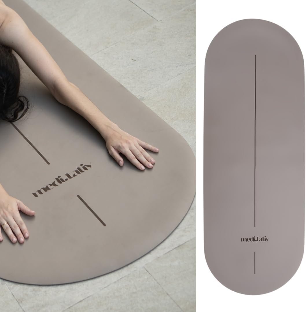 Ovale Yogamatte & Pilatesmatte in Kapselform, 190 x 68 x 0,42 cm, gelenkschonend, rutschfest & biologisch abbaubar, inklusive Tragegurt, TÜV geprüft & REACH zertifiziert