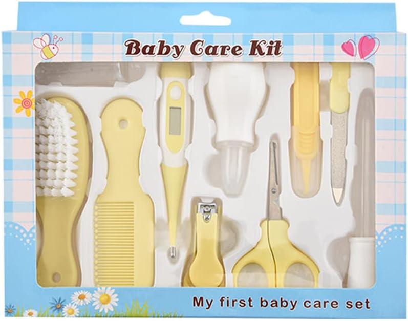 10-teiliges Babypflege-Set für Mutter und Kind, Sicherheitsschere, Haarbürste, Kamm, Nagelschneider, Körper, Nasenreiniger, Gesundheitsset
