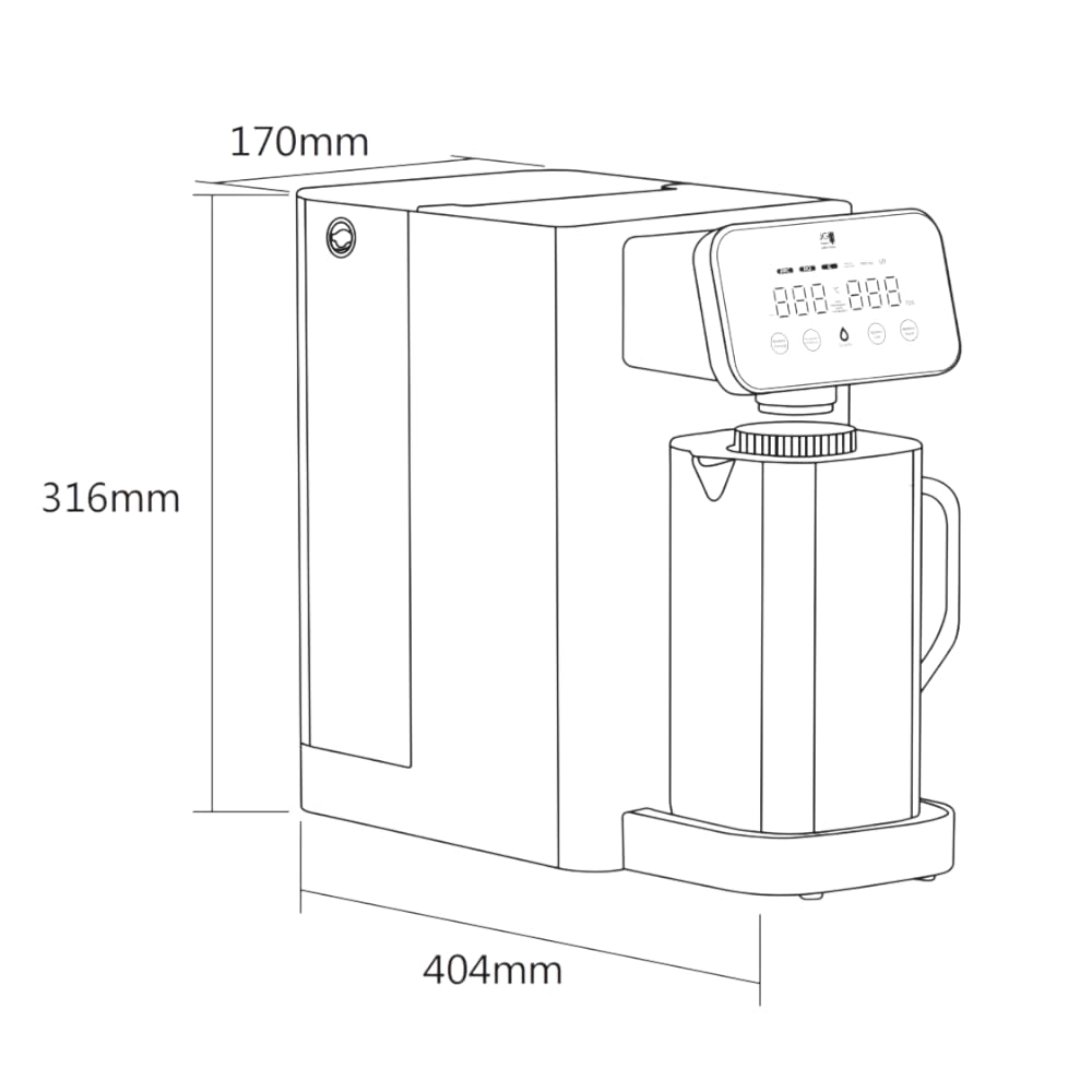 Vivalis One Tischosmosesystem mit Heißwasser und UV – 6-stufiger Umkehrosmose-Wasserfilter, 3,2 l Tank, 45–95 °C, Alca-Mineralisierung – Bild 9