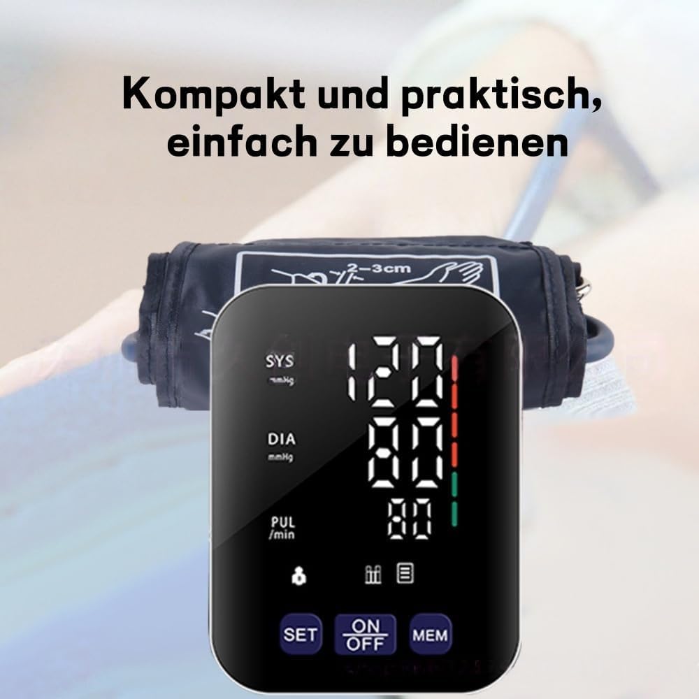 Blutdruckmessgerät Oberarm V8 Ultra, Blutdruckmessgerät Automatisches Oberarm-Blutdruckmessgerät mit Manschette, LED-Anzeige, kompakt und tragbar, für den Heimgebrauch und auf Reisen – Bild 7