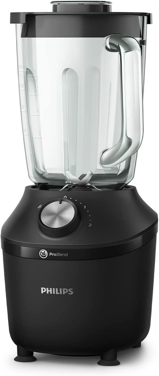 Philips HR2291/41 Standmixer 3000 Series (600 Watt, ProBlend-Technologie, 4 Messer, 2L Glasbehälter, inkl. Trinkflasche) schwarz – Bild 6