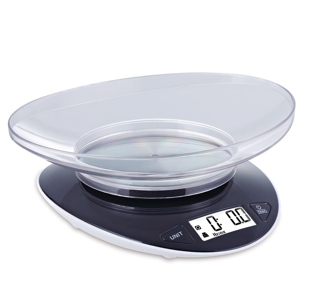 Digitale Küchenwaage, elektronische Waage mit abnehmbarer Schüssel, 5 kg/11 lb, präzise Waage bis 1 g, mit großem LCD-Display und Tara-Funktion, Schwarz