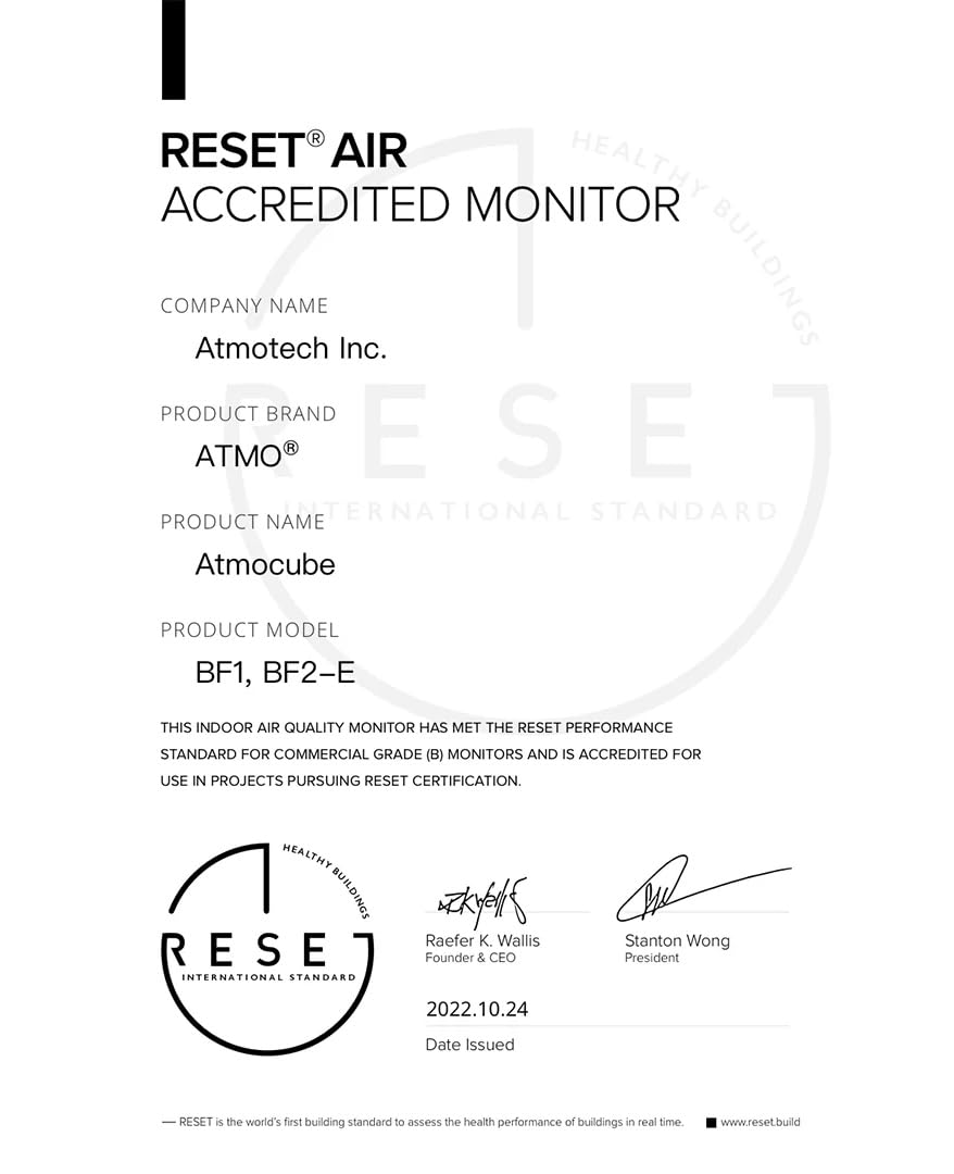 Atmocube Professioneller 12-in-1-Luftqualitätsmonitor – Messgerät für CO2, Feinstaub (PM2,5), Formaldehyd (CH2O), TVOC und NOx – WLAN, Ethernet und PoE-Konnektivität – Echtzeit-Cloud-Dashboard und App – Bild 9