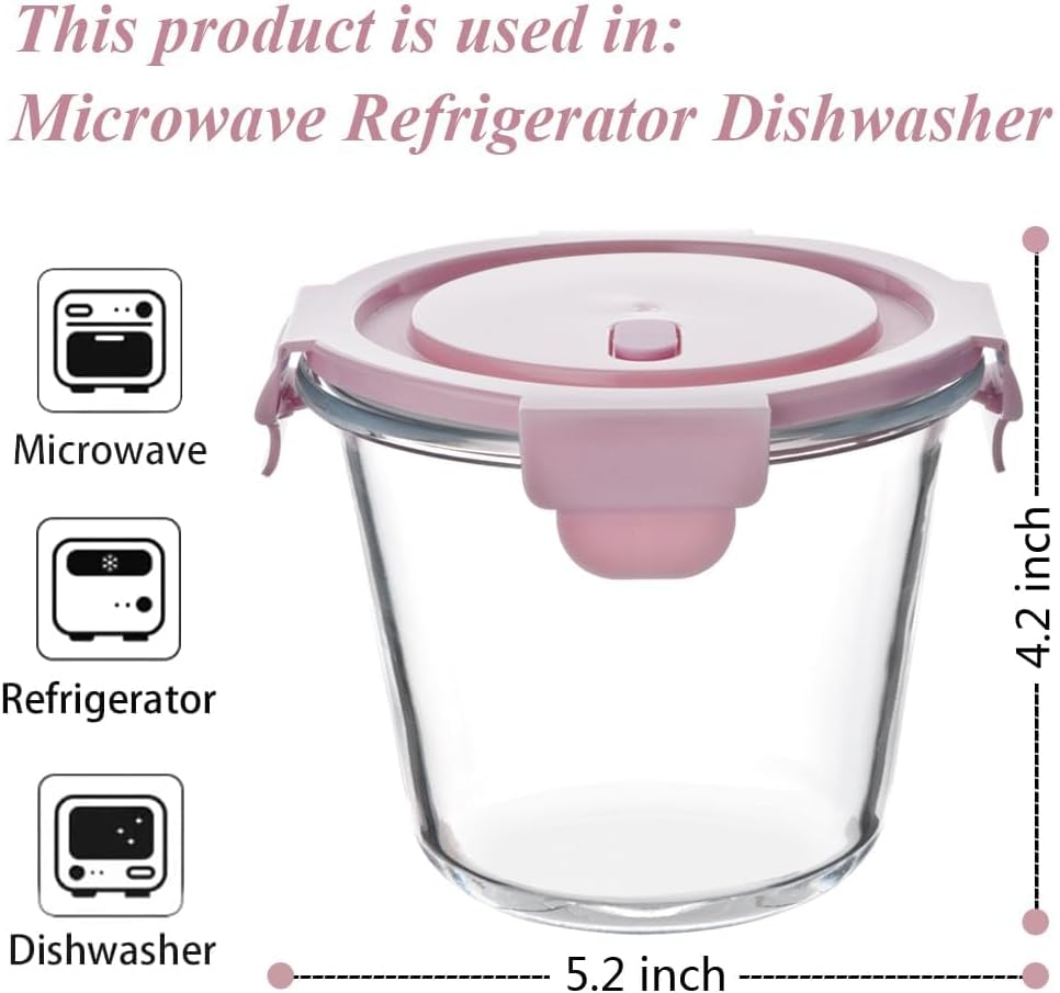 710 ml Glasbehälter mit Deckel, 4 Meal-Prep-Boxen aus Glas, Glasschüssel mit Deckel, Meal-Prep-Gläser, Glas-Suppenbehälter, spülmaschinenfest, mikrowellen- und gefriergeeignet, BPA-frei – Bild 3