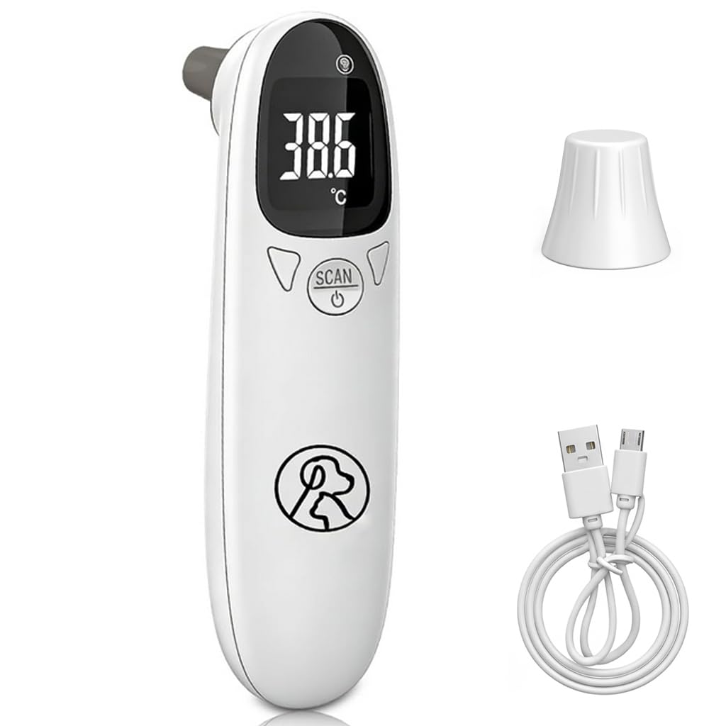 Ohrthermometer Hund und Katze, Digitales Fieberthermometer für Haustiere mit LED-Anzeige, Schnelle Fiebererkennung in Sekunden, Tragbares Thermometer Ohr für Welpen, Kühe und Schafe – Bild 7
