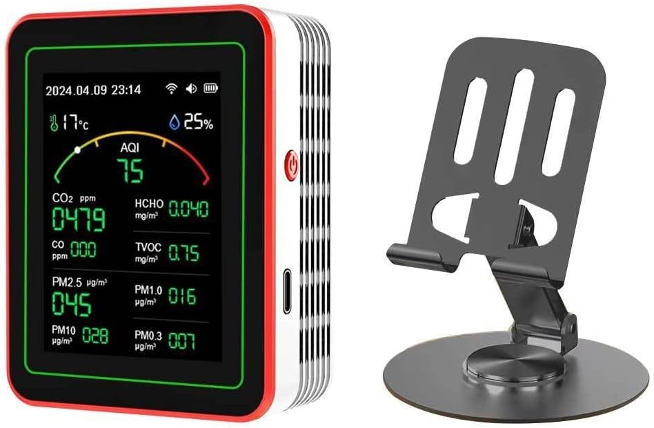 15-in-1-Luftqualitätsmonitor, Innenmonitor, TFT-Display und App-Steuerung, Signalton für Zuhause, Schule, Krankenhaus, Kindergarten, Hotel (schwarz) – Bild 3