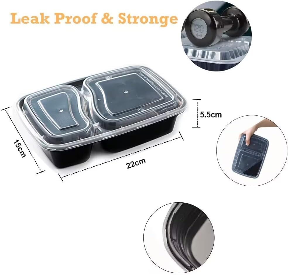 Henshow Meal Prep Container, 1000 ml Premium wiederverwendbare BPA-freie Lunchbox mit Deckel, mikrowellen-, gefrier- und spülmaschinenfest – Bild 2