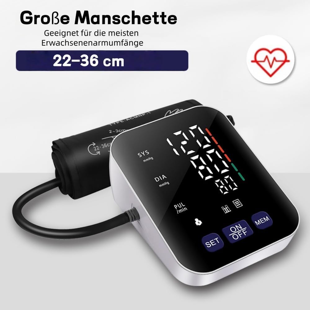 Blutdruckmessgerät Oberarm V8 Ultra, Blutdruckmessgerät Automatisches Oberarm-Blutdruckmessgerät mit Manschette, LED-Anzeige, kompakt und tragbar, für den Heimgebrauch und auf Reisen – Bild 4