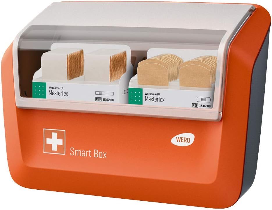 FLEXEO - Erste-Hilfe-Koffer-Set DIN 13157:2021 mit Wandhalterung, mit gefülltem WERO Pflasterspender und FLEXEO Augenspülstation inkl. 2 x 500 ml Flaschen Kochsalzlösung und Wandhalterung – Bild 7