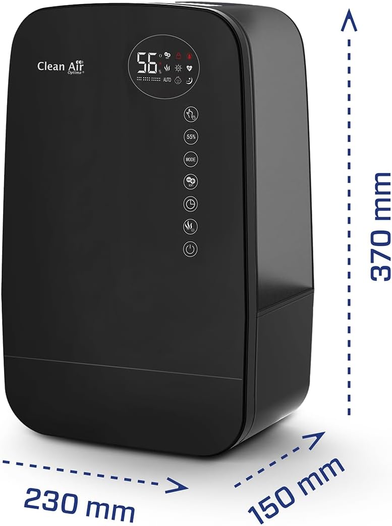 Clean Air Optima CA-607B Smart Luftbefeuchter mit Ionisator und Aromatherapie – Befeuchtungsleistung max. 480 ml/h – Wassertankinhalt 5,5 Liter – Geeignet für Räume bis 65 m²/160 m³ (Schwarz) – Bild 8