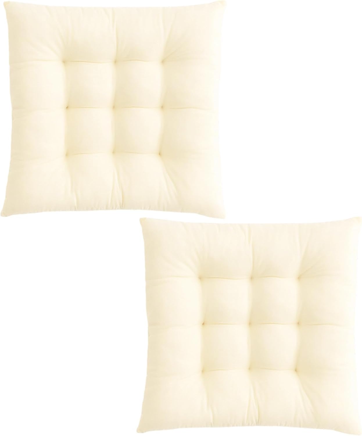 2er-Set Sitzkissen, 40 x 40 cm, Beige, weiche Sitzpolster für drinnen und draußen, waschbare Stuhlkissen für Gartenstühle und Esszimmer