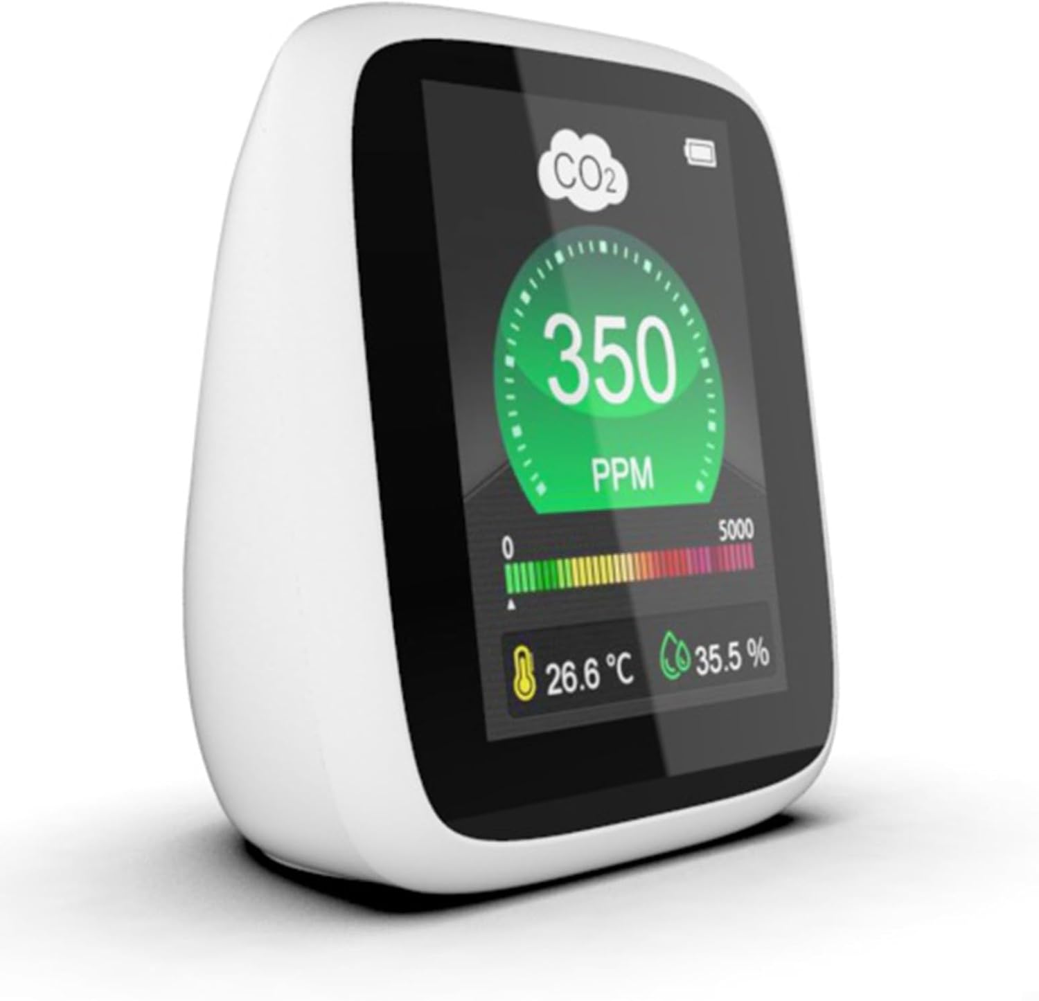 Tragbarer 3-in-1-CO2-Detektor mit NDIR-Sensor, Echtzeit-Luftqualitätsüberwachung für Temperatur/Luftfeuchtigkeit (70 x 80 x 35 mm, einstellbarer Alarm, USB-betrieben) für Zuhause/Reisen/Auto – Bild 3