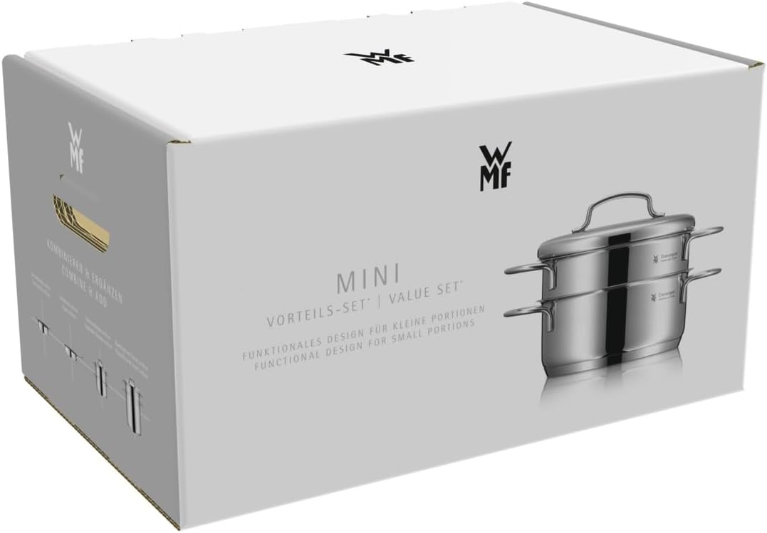 WMF Mini Vorteils Topfset klein Induktion, 5-teilig, Kochtopfset mit Metalldeckel, Cromargan Edelstahl, stapelbares Topfset, ideal für kleine Portionen – Bild 9