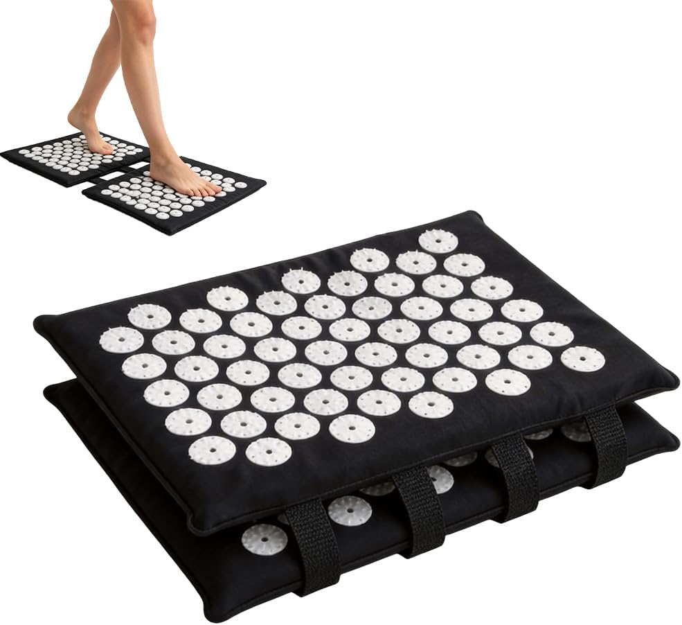 Akupressurmatte für Füße und Rücken, Akkupressmatte fuß mit 110 Spitzen, Akupunktur Matte Schwarz, Akupressur Matte für Entspanne deinen Geist und Körper