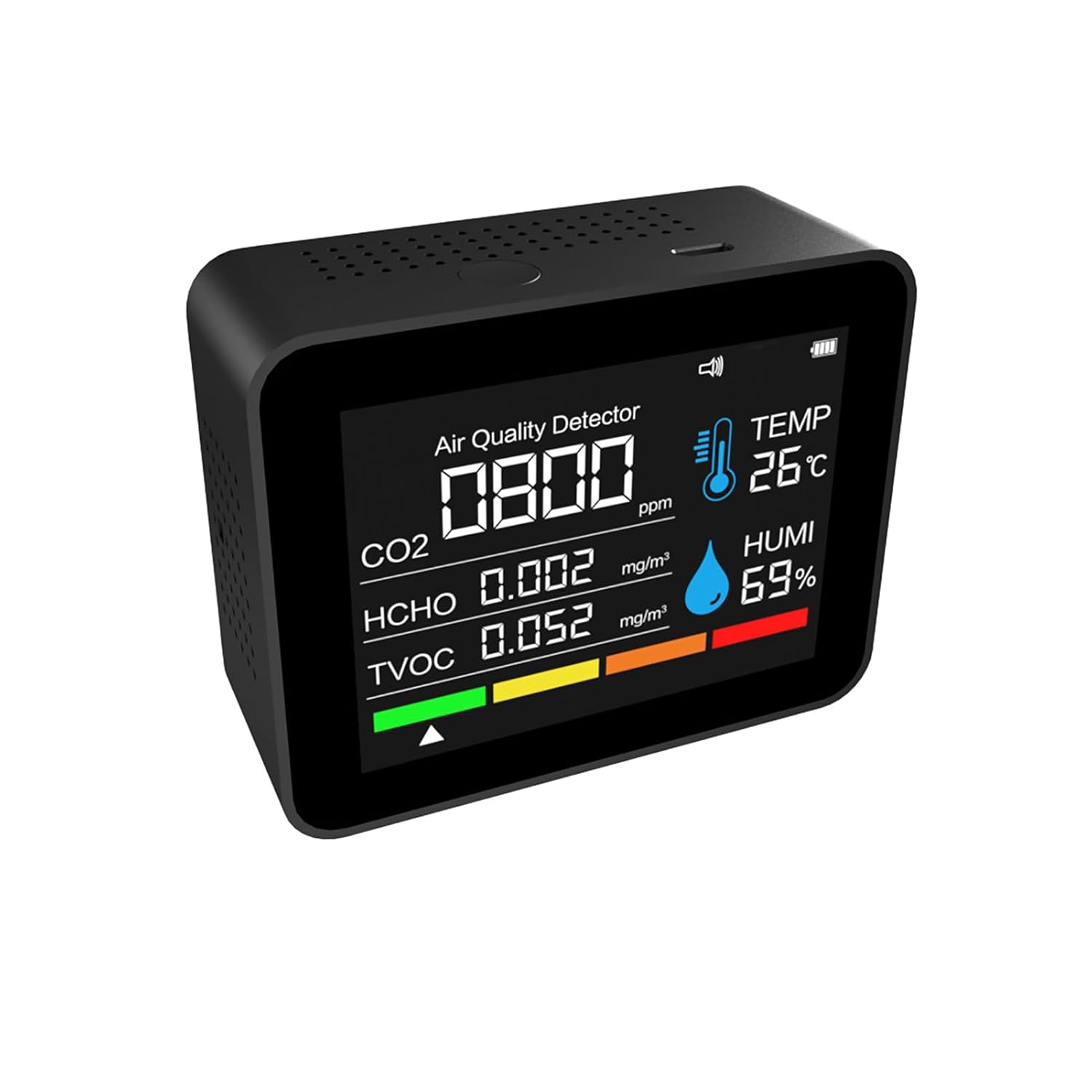 Fabater Luftqualitätsmonitor, Schimmeltest-Set für Zuhause, Innenbereich, CO2, HCHO, TVOC, PM2,5, PM10-Detektor mit Farbbildschirm für Büro, Schule, Hotel (#1) – Bild 5