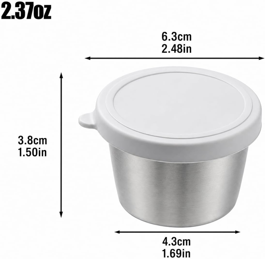 PandaEar Edelstahl-Behälter für Salatdressings mit Deckel – Set mit 6 Mini-Dosen mit Deckel, auslaufsichere Saucenbehälter, kleine Lebensmittelbehälter für Lunchbox und Essenszubereitung – Bild 3