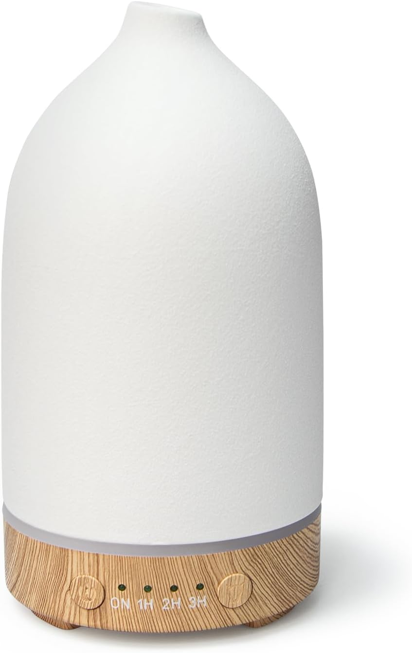 SALUBRITO Keramik-Aroma-Diffusor, weißer Diffusor für ätherische Öle, Ultraschall-Duftöl-Diffusor, Aromatherapie-Diffusor für Duftöle, BPA-frei, Geschenk für Frauen