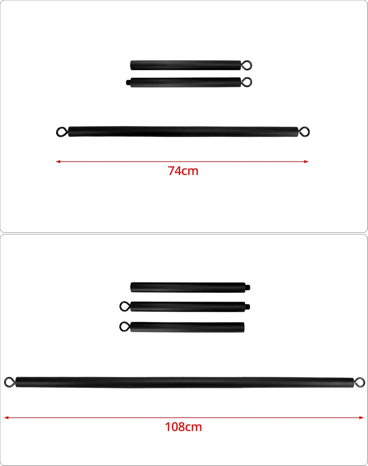 QWORK® Tragbar Widerstandsbänder Stange Pilates Bar für Zuhause und Fitnessstudio – 108 cm – max. Belastung 360kg (abnehmbarer Stock x3) – Bild 3