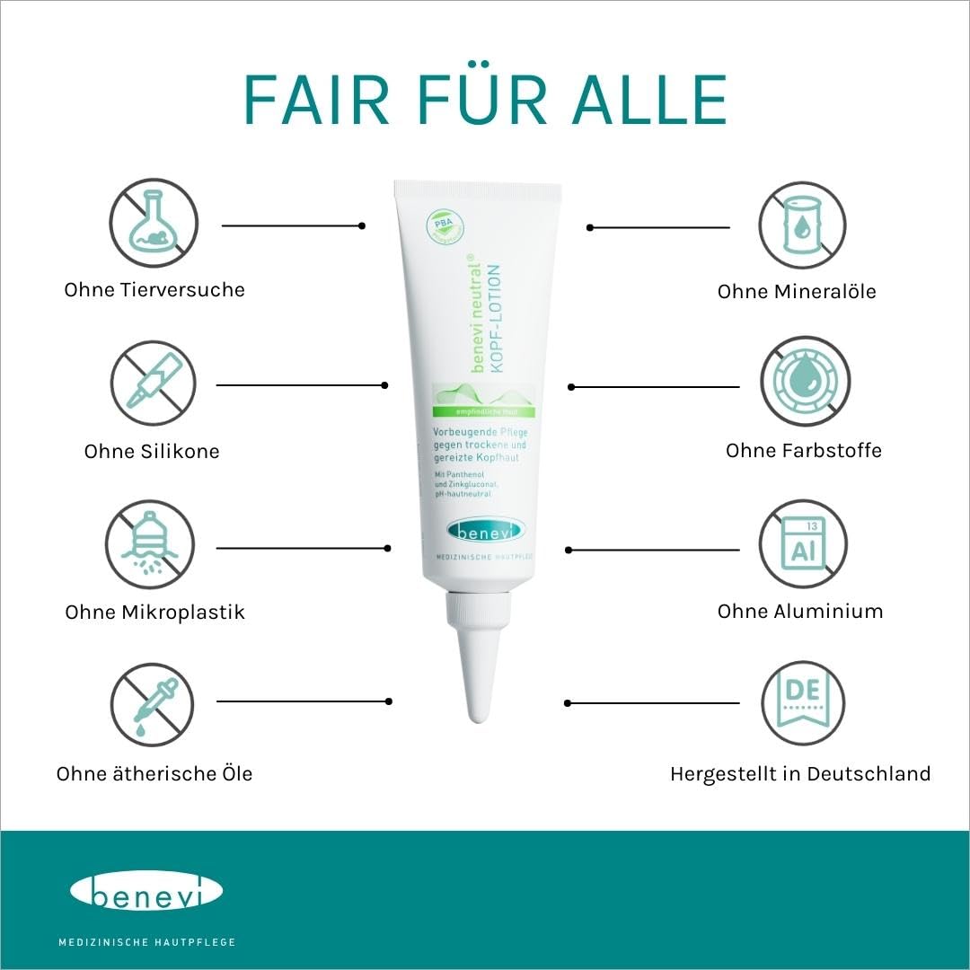 benevi Neutral Head Lotion 50 ml – Feuchtigkeitscreme für trockene, juckende, schuppige, gerötete Kopfhaut – Bild 9