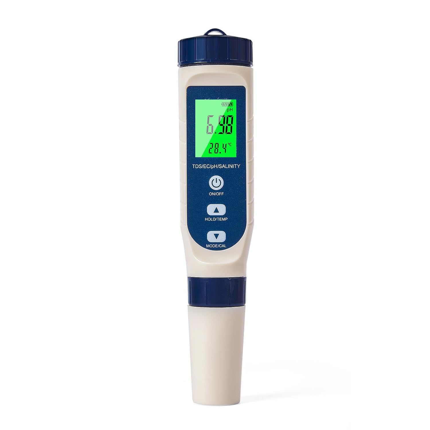 Pious PH-Wert-Messgerät, hochpräzises pH-/Salzgehalt/EC/TDS/Temperatur-Multifunktions-PH-Messgerät, LCD-Display mit automatischer Temperaturkompensation, geeignet für Trinkwasser, Schwimmbad, Hydrokultur