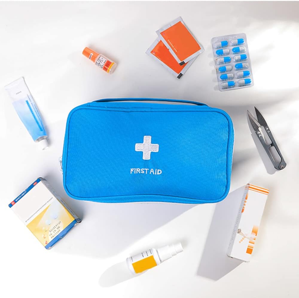 2-teiliges Erste-Hilfe-Set, wasserdichtes Erste-Hilfe-Set, tragbarer leerer Erste-Hilfe-Koffer, ideal für Familien, Camping und den Außenbereich (blau, grau) – Bild 5