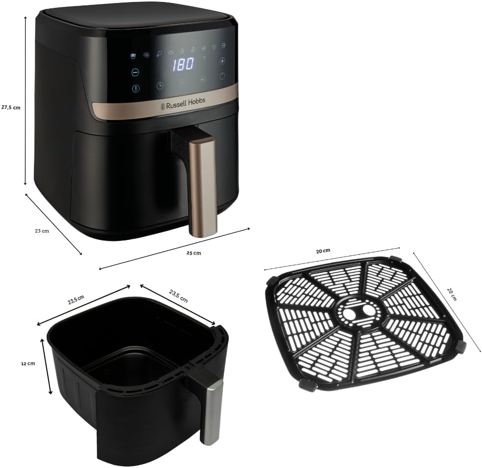 Russell Hobbs SatisFry 27610-56 Heißluftfritteuse L, 4,3 l, Rapid AirFryer (sehr kleines Gehäuse, sehr leise, 9 Programme), spülmaschinenfest, Fritteuse ohne Öl, Touchscreen, Grillen, Backen, Braten usw – Bild 14